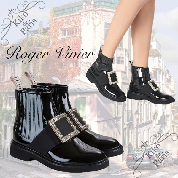 ♪ロジェヴィヴィエ  スーパーコピー Viv Rangers Strass Buckle チェルシーブーツRVW54825210D1PB999