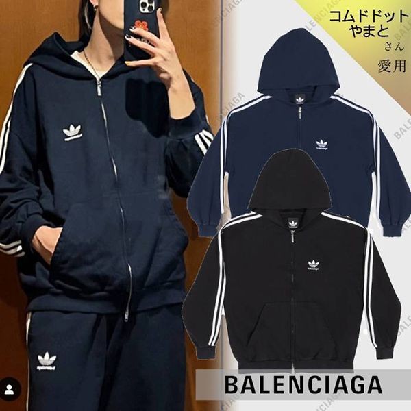 【ブティック】コムドット着用/コラボバレンシアガ × アディダス ジップパーカーコピー723754T